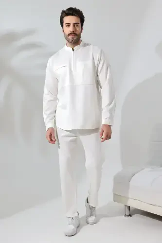 Shirt Hajj Umrah Set - Cream Viscose-Cream - 6