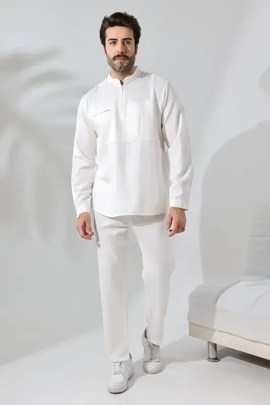 Shirt Hajj Umrah Set - Cream Viscose-Cream - 6