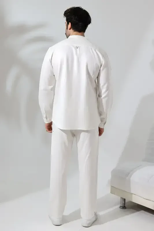 Shirt Hajj Umrah Set - Cream Viscose-Cream - 7