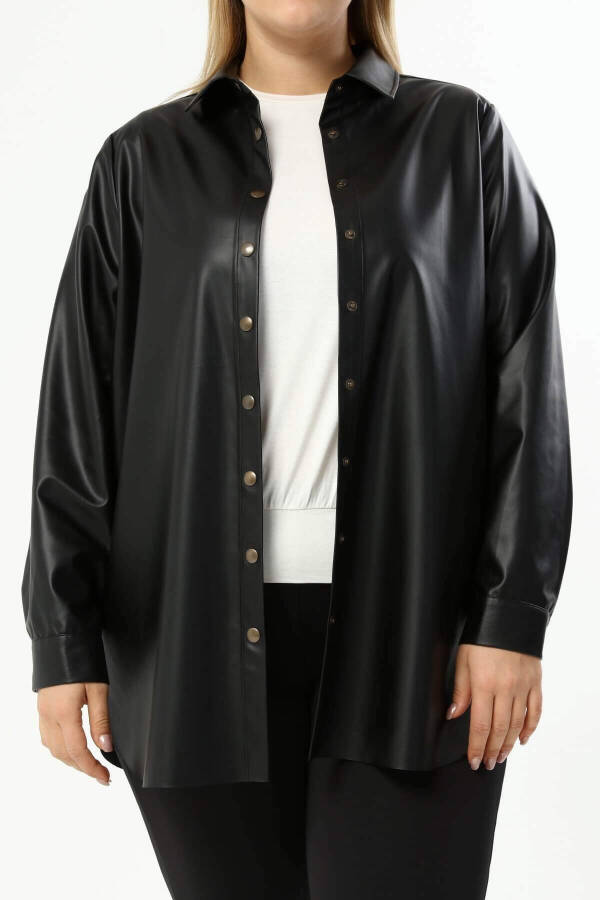 Shirt Jacket with Faux Leather Belt - 4