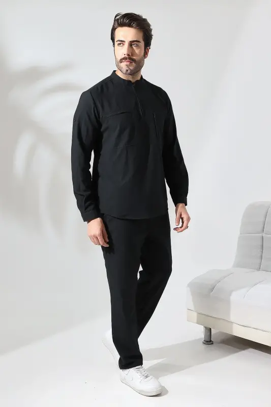 Shirt Suit - Black-Black - 7