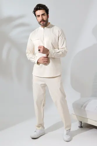 Shirt Suit - Cream-Cream 2 