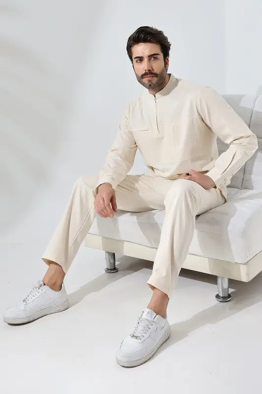 Shirt Suit - Cream-Cream 2 - 4