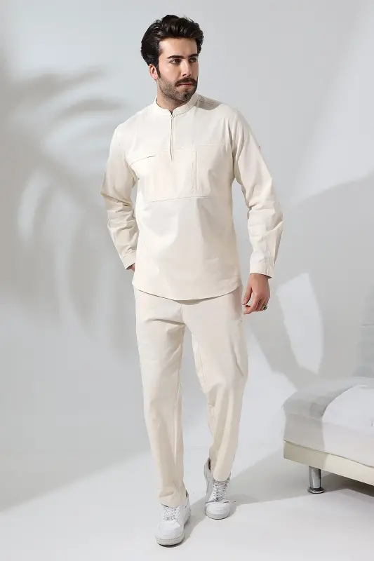 Shirt Suit - Cream-Cream 2 - 5