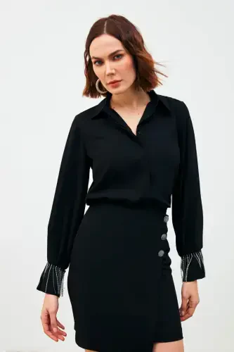 Shirt with Cufflinks - Black - 1