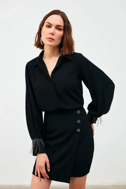 Shirt with Cufflinks - Black - 2