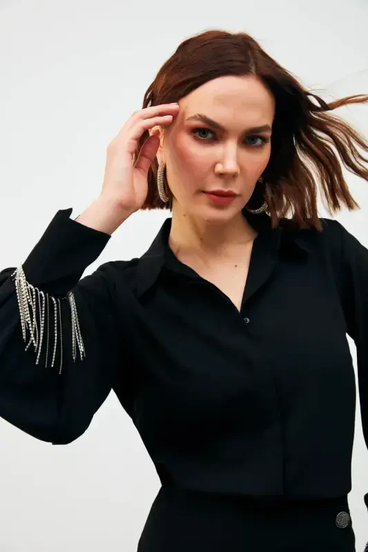 Shirt with Cufflinks - Black - 3