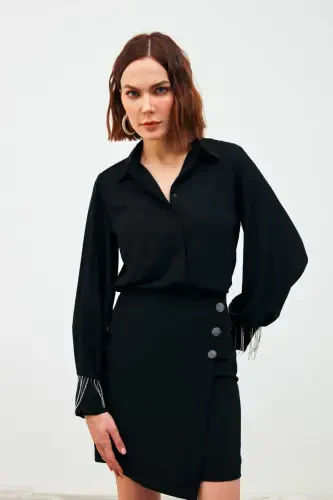 Shirt with Cufflinks - Black - 4