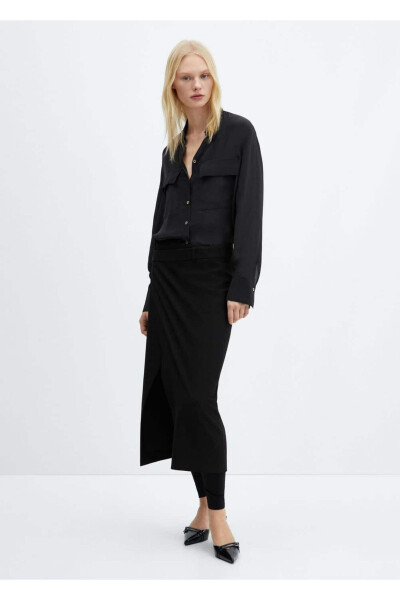 Shirt with Pockets and Drape - MANGO WOMAN (1)