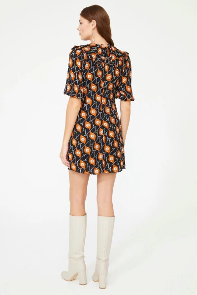 Shirtwaist Collar Patterned Dress - 5