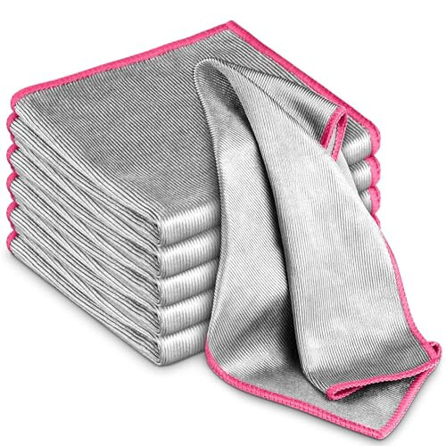 Shisha polishing matosi, izsiz mo''jizaviy mikrofiber tozalovchi mato, shisha, oshxona idishlari, oynalar uchun paxmoqsiz tozalovchi latta, oson tozalanadi, 6 dona, 12