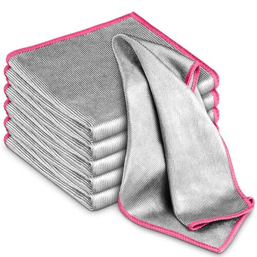 Shisha polishing matosi, izsiz mo''jizaviy mikrofiber tozalovchi mato, shisha, oshxona idishlari, oynalar uchun paxmoqsiz tozalovchi latta, oson tozalanadi, 6 dona, 12