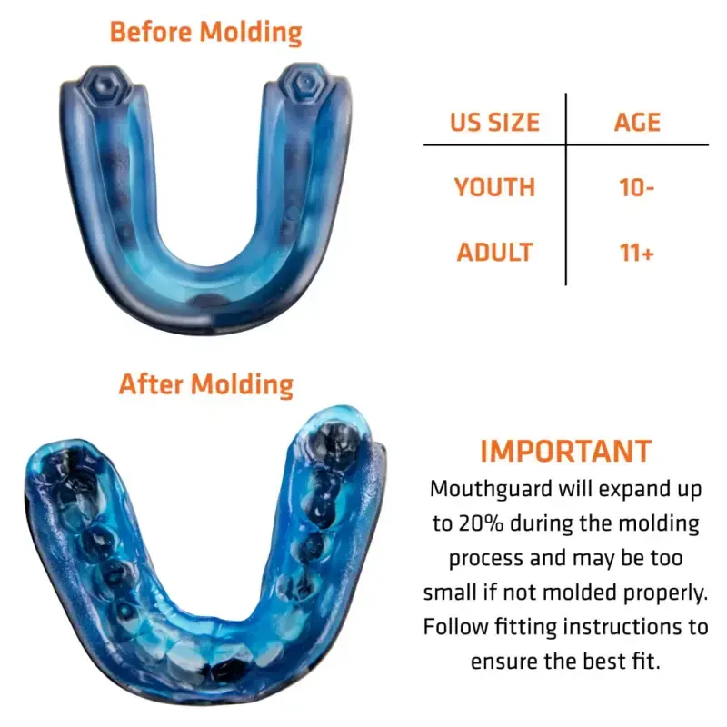 Shock Doctor Sport Gel Max Protective Mouth Guard for Football, Basketball, Hockey, Soccer, Youth, Blue and Black - 5