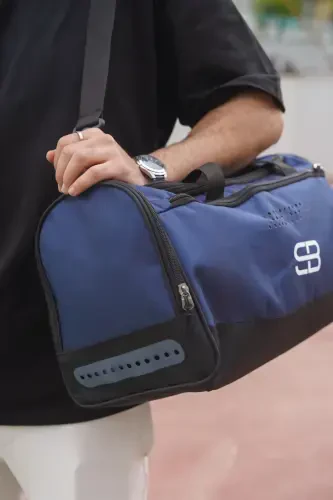 Shoe Compartment Medium Size Unisex Navy Blue Sports Fitness and Travel Bag-NAVY BLUE - 7