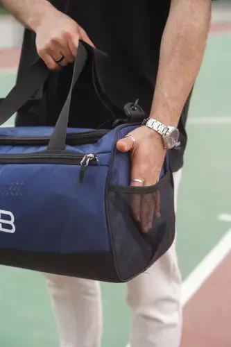 Shoe Compartment Medium Size Unisex Navy Blue Sports Fitness and Travel Bag-NAVY BLUE - 8