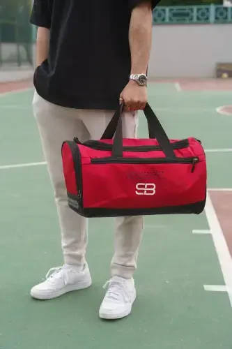 Shoe Compartment Medium Size Unisex Red Sports Fitness and Travel Bag-RED - 4