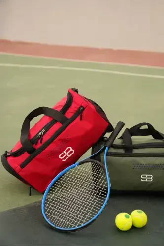 Shoe Compartment Medium Size Unisex Red Sports Fitness and Travel Bag-RED - 8