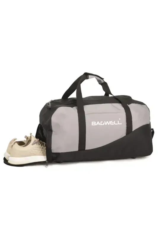 Shoe Compartment Sports Travel and Fitness Bag-Gray - 1