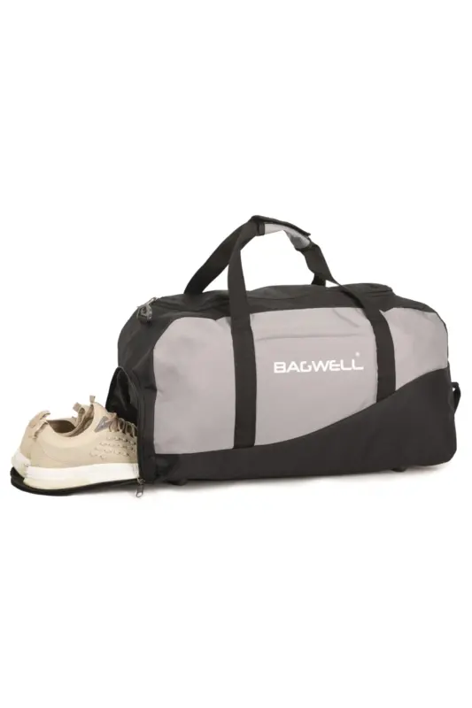 Shoe Compartment Sports Travel and Fitness Bag-Gray - BAGWELL