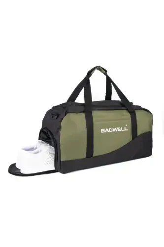 Shoe Compartment Sports Travel and Fitness Bag-Khaki - 1