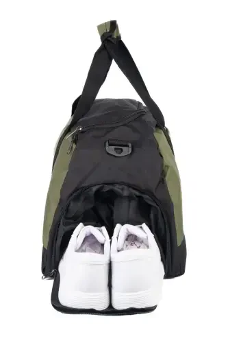 Shoe Compartment Sports Travel and Fitness Bag-Khaki - 4