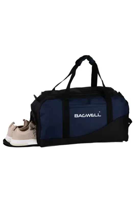 Shoe Compartment Sports Travel and Fitness Bag - Navy Blue - 1