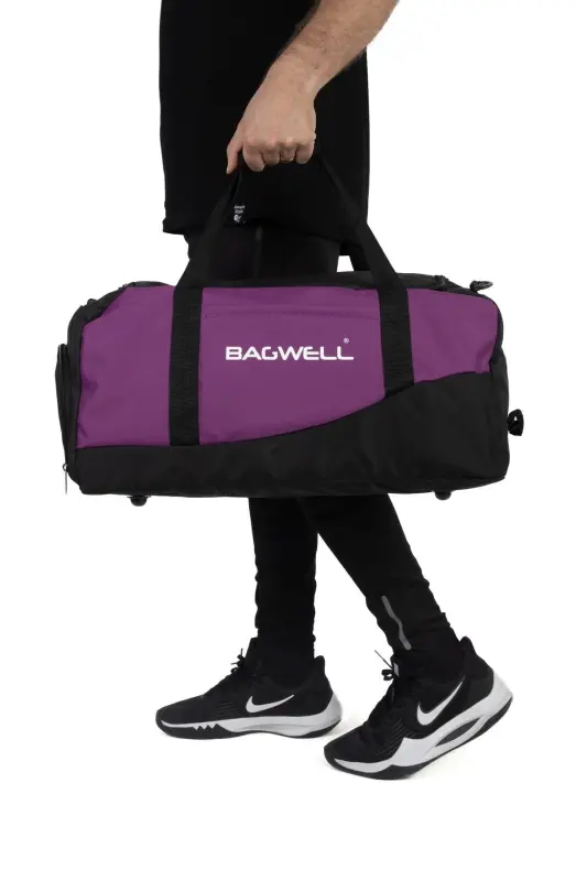 Shoe Compartment Sports Travel and Fitness Bag-Purple - 2