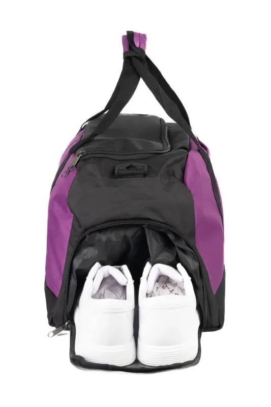 Shoe Compartment Sports Travel and Fitness Bag-Purple - 3