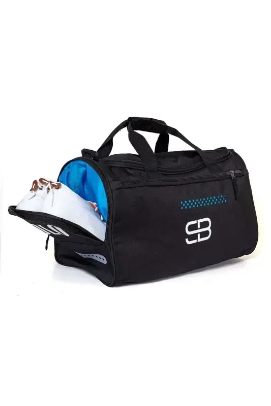 Shoe Compartment Ventilated Gym Bag-Black - 8
