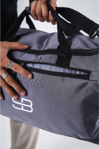 Shoe Compartment Ventilated Medium Unisex Grey Sports Fitness and Travel Bag-GREY - 7