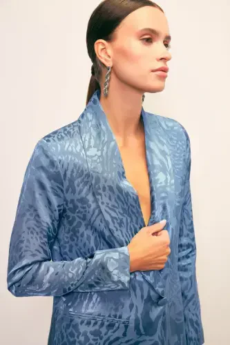 Shol Yoqali Naqshli Ko'ylagi - INDIGO - SATEEN (1)