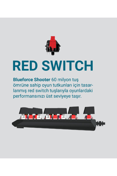 Shooter Rainbow Mekanik Oyuncu Klavyesi Red Switch Q Tr - 20