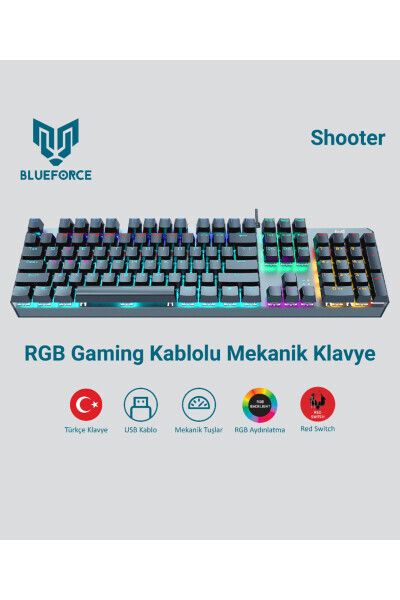 Shooter Rainbow Mexanik O'yinchi Klaviaturasi Qizil Switch Q Tr - 27