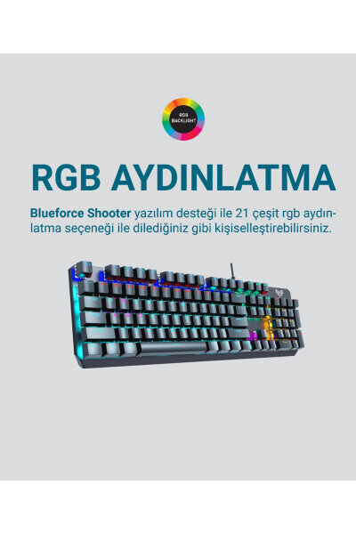 Shooter Rainbow Mexanik O'yinchi Klaviaturasi Qizil Switch Q Tr - 30