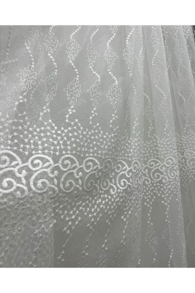 Short 605 Shimmer Marble Bottom Honeycomb Top Tulle Curtain Ironless 1 to 2 Layer Pleated - 6