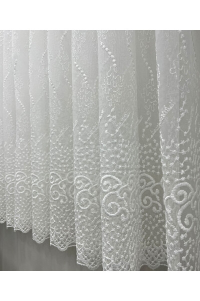 Short 605 Shimmer Marble Bottom Honeycomb Top Tulle Curtain Ironless 1 to 2 Layer Pleated - 12