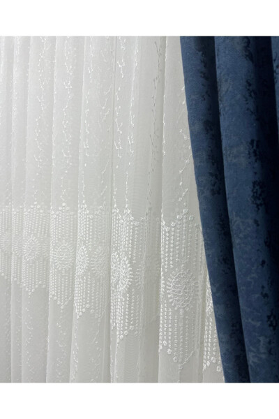 Short 623 Glitter Marble Bottom Honeycomb Top Sheer Curtain No Iron 1 to 2 Fold - 4