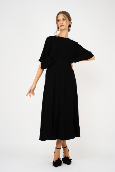 Short Batwing Sleeve Slit Dress - 1