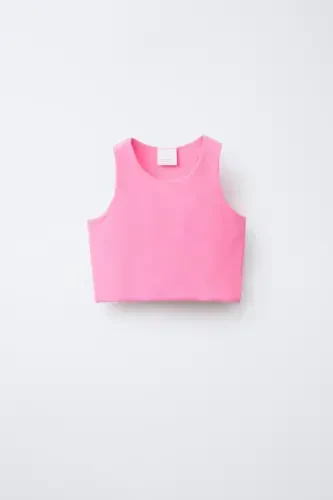 SHORT CAMISOLE TOP-Neon pink - 1
