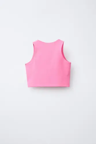 SHORT CAMISOLE TOP-Neon pink - ZARA (1)