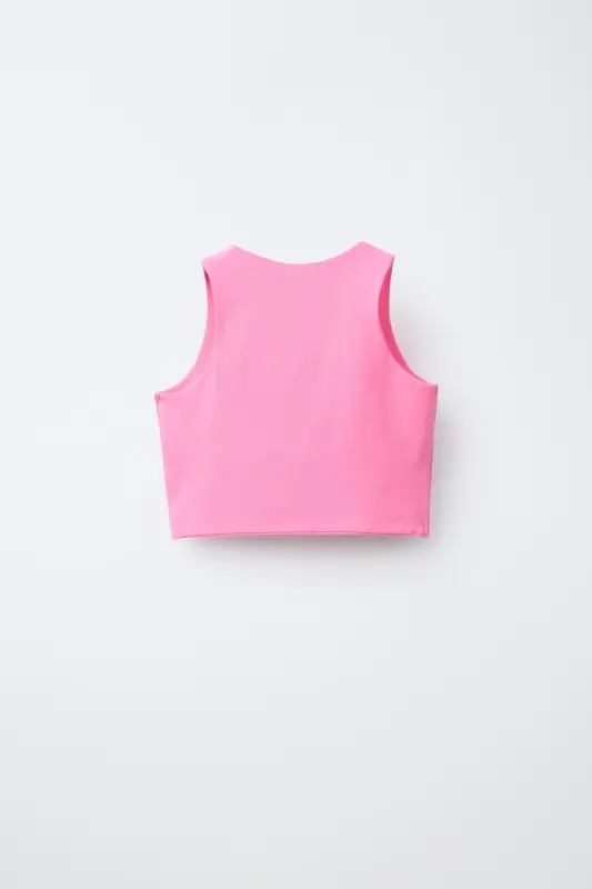 SHORT CAMISOLE TOP-Neon pink - 2