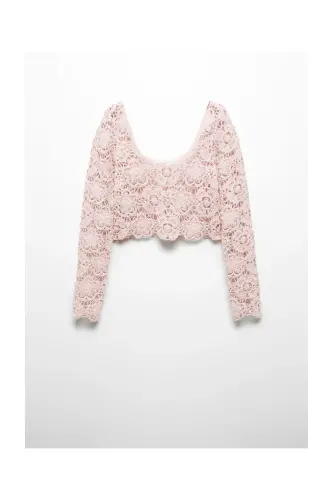Short crochet sweater-Pastel Pink - 1
