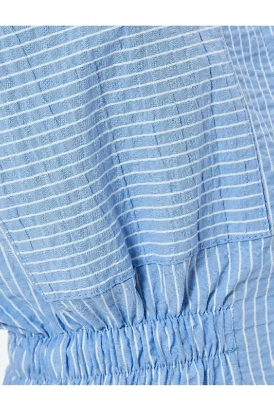 Short Jumpsuit Short Sleeve Buttoned Pocketed Shirt Collar - 6