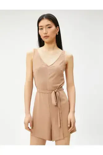 Short Jumpsuit V Neck Sleeveless Belted - KOTON (1)