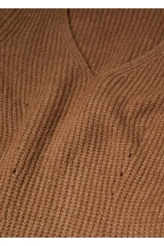 Short Knit Dress - Medium Brown - 3
