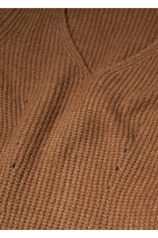 Short Knit Dress - Medium Brown - 3