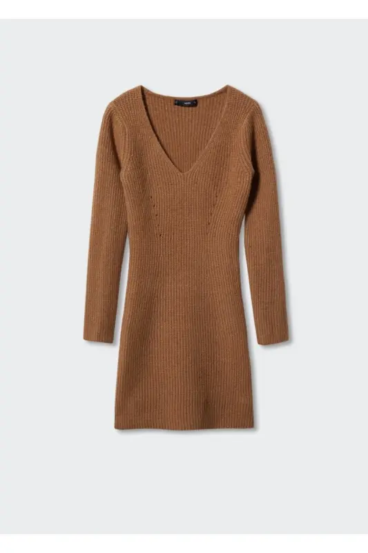 Short Knit Dress - Medium Brown - 6