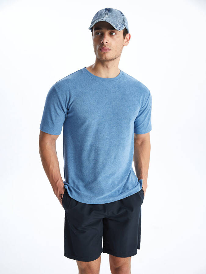 Short Length Basic Men's Swim Shorts-Navy Blue - 1