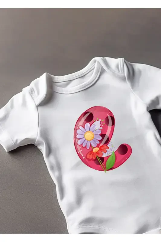 Short Sleeve 100% Cotton Baby B with E Letter Design - 1