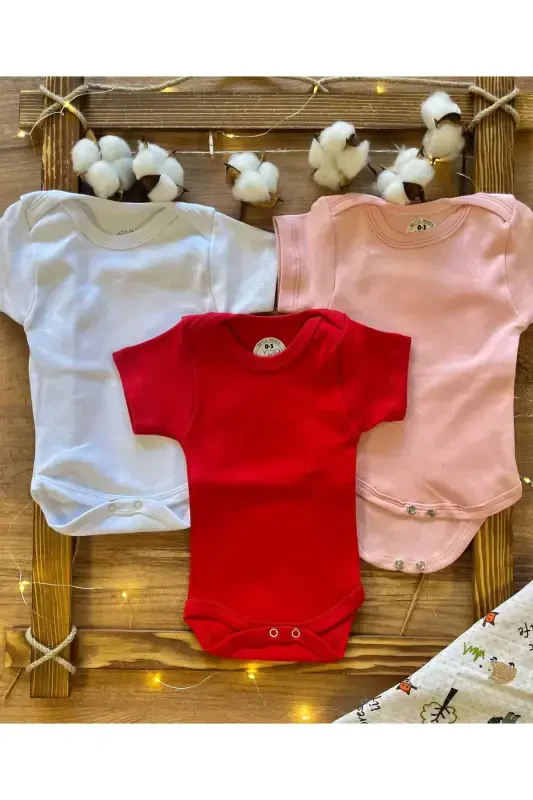 Short Sleeve 3-Pack Organic Cotton Snap Baby Bodysuit - 2